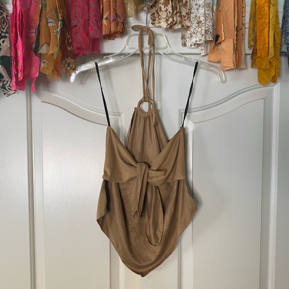 Vintage Y2K Suede Tie Halter - Picture 4 of 8